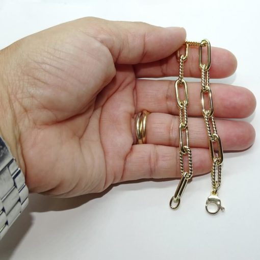 Pulsera de Oro Amarillo de 18k de oro para mujer modelo forzada doble de 7.00 mm de ancho y 19.50 cm de Larga. Peso; 4.80 gr de Oro de 18k. - Imagen 3
