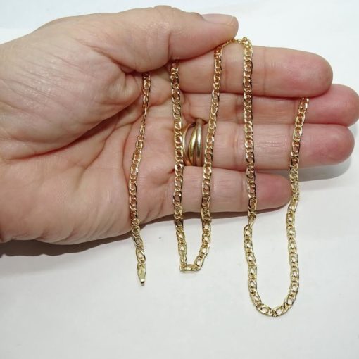 Cadena para Hombre de Oro Amarillo de 18k Tipo doble barbada modelo tigre, de 3.50 mm de Ancha y 60cm. Peso; 5.90 gr de oro de 18k - Imagen 3
