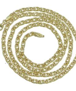Cadena para mujer de Oro Amarillo de 18k Tipo doble barbada modelo tigre, de 3.50 mm de Ancha y 50cm. Peso; 4.90 gr de oro de 18k