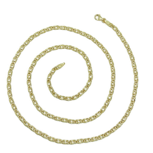 Cadena para Hombre de Oro Amarillo de 18k Tipo doble barbada modelo tigre, de 3.50 mm de Ancha y 60cm. Peso; 5.90 gr de oro de 18k