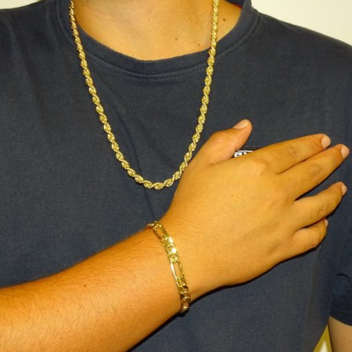 Pulsera de Oro Amarillo de 18k para Hombre modelo clásico 3x1 hueca de 21.00cm de Larga, 8.50 mm de Ancha. - Imagen 2