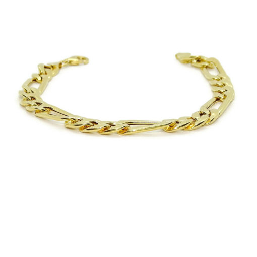 Pulsera de Oro Amarillo de 18k para Hombre modelo clásico 3x1 hueca de 21.00cm de Larga, 8.50 mm de Ancha. - Imagen 4