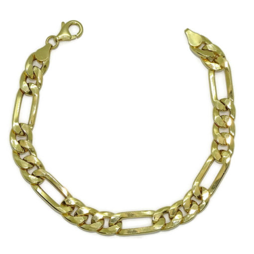 Pulsera de Oro Amarillo de 18k para Hombre modelo clásico 3x1 hueca de 21.00cm de Larga, 8.50 mm de Ancha.