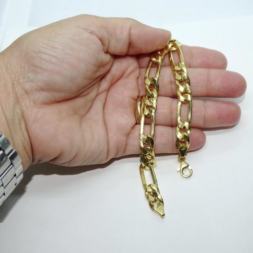 Pulsera de Oro Amarillo de 18k para Hombre modelo clásico 3x1 hueca de 21.00cm de Larga, 8.50 mm de Ancha. - Imagen 3
