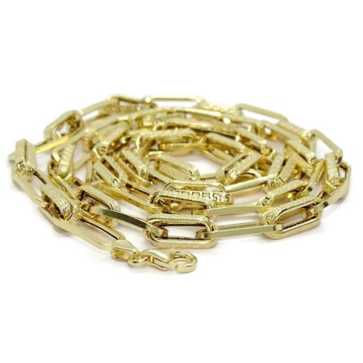 Collar de moda para hombre y mujer de Oro Amarillo de 18k de eslabón tipo forzado, uno liso y dos con greca, de 7.00 mm de ancho. 70.00cm de Largo - Imagen 7