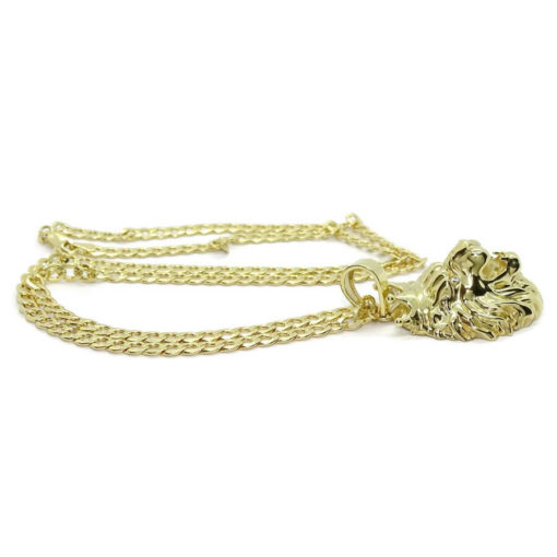Colgante y cadena de oro amarillo de 18k para hombre con furiosa cabeza de león con corona y circonitas. 18.30gr de oro de 18k - Imagen 4