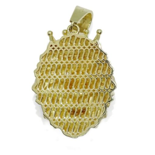 Colgante y cadena de oro amarillo de 18k para hombre con furiosa cabeza de león con corona y circonitas. 18.30gr de oro de 18k - Imagen 9