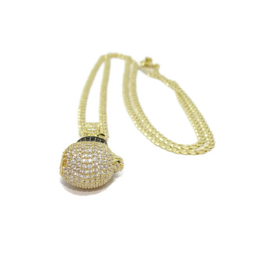 Cadena maciza y colgante de oro todo de 18k para hombre, guante de oro de boxeo con circonitas blancas y negras. Peso: 17.00 gr de oro de 18k - Imagen 6