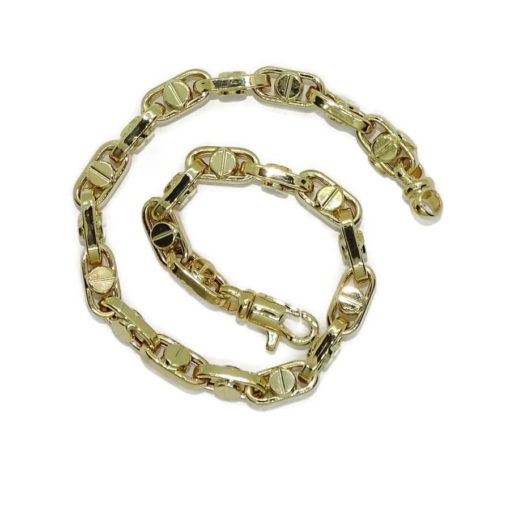 Pulsera para hombre de oro amarillo de 18k con cadena forzada y detalle de tornillo - Imagen 7