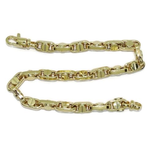 Pulsera para hombre de oro amarillo de 18k con cadena forzada y detalle de tornillo - Imagen 6