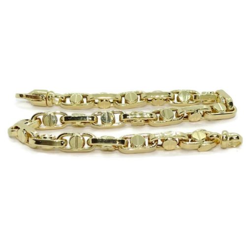 Pulsera para hombre de oro amarillo de 18k con cadena forzada y detalle de tornillo - Imagen 5
