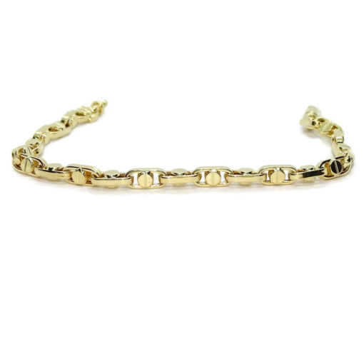 Pulsera para hombre de oro amarillo de 18k con cadena forzada y detalle de tornillo - Imagen 4