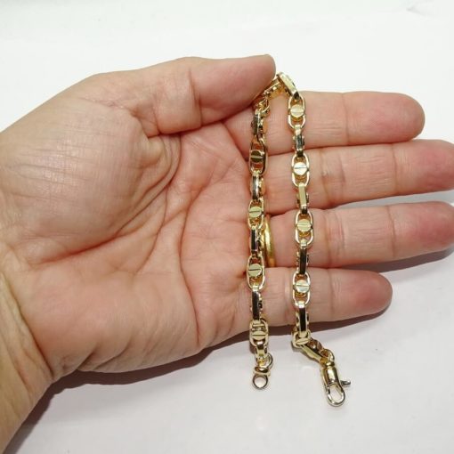 Pulsera para hombre de oro amarillo de 18k con cadena forzada y detalle de tornillo - Imagen 3