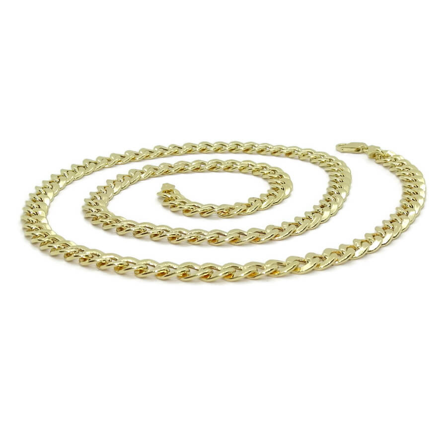 Cadena grande y vistosa para hombre de oro amarillo de 18k tipo barbada hueca de 7.00mm de ancha y 60cm de larga - Imagen 7