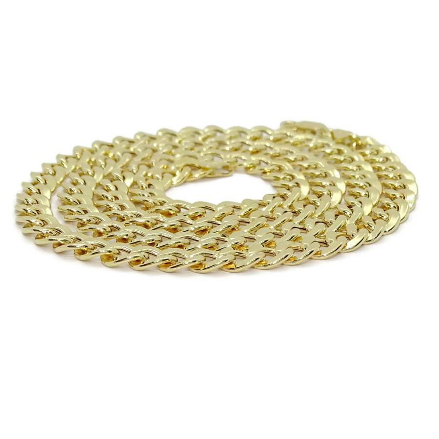 Cadena grande y vistosa para hombre de oro amarillo de 18k tipo barbada hueca de 7.00mm de ancha y 60cm de larga - Imagen 6