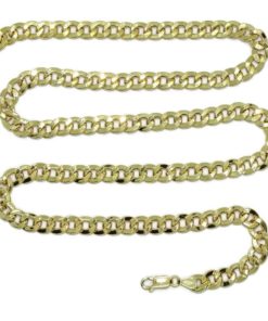 Cadena grande y vistosa para hombre de oro amarillo de 18k tipo barbada hueca de 7.00mm de ancha y 60cm de larga - Imagen 5