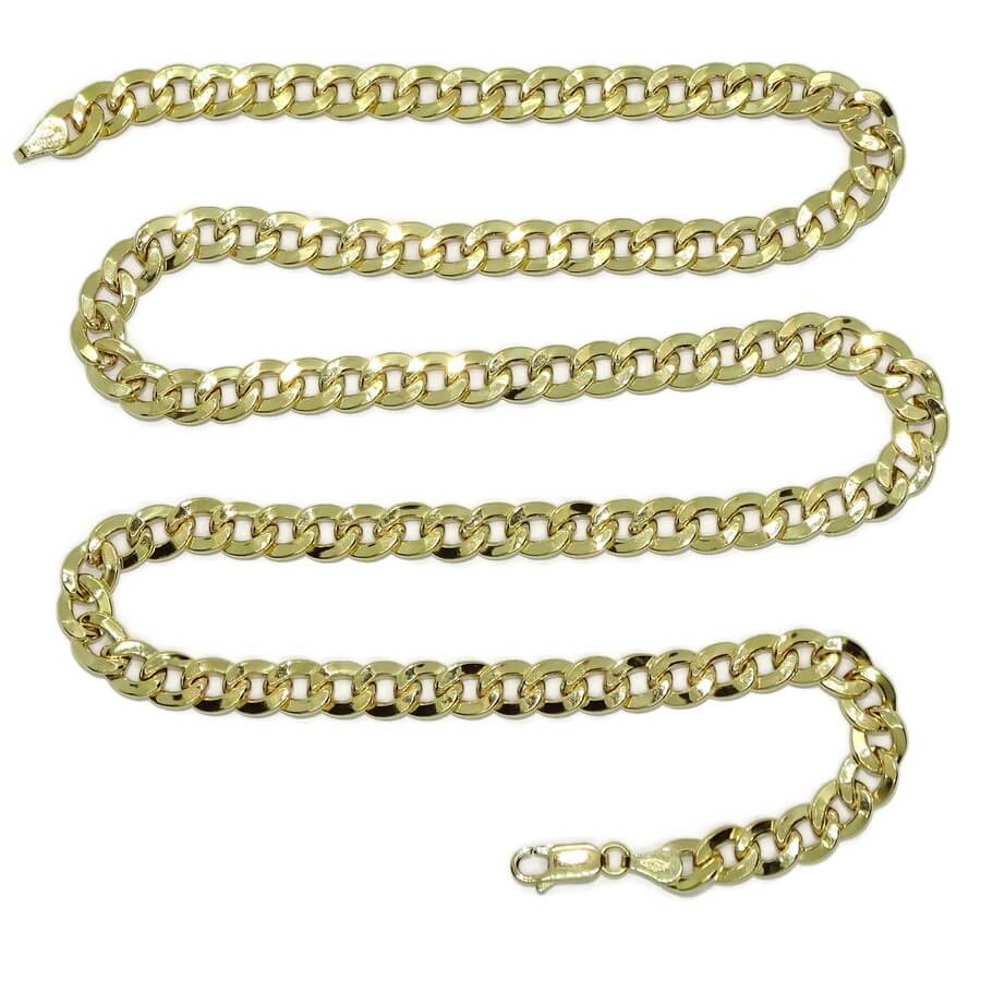Cadena grande y vistosa para hombre de oro amarillo de 18k tipo barbada hueca de 7.00mm de ancha y 60cm de larga - Imagen 5