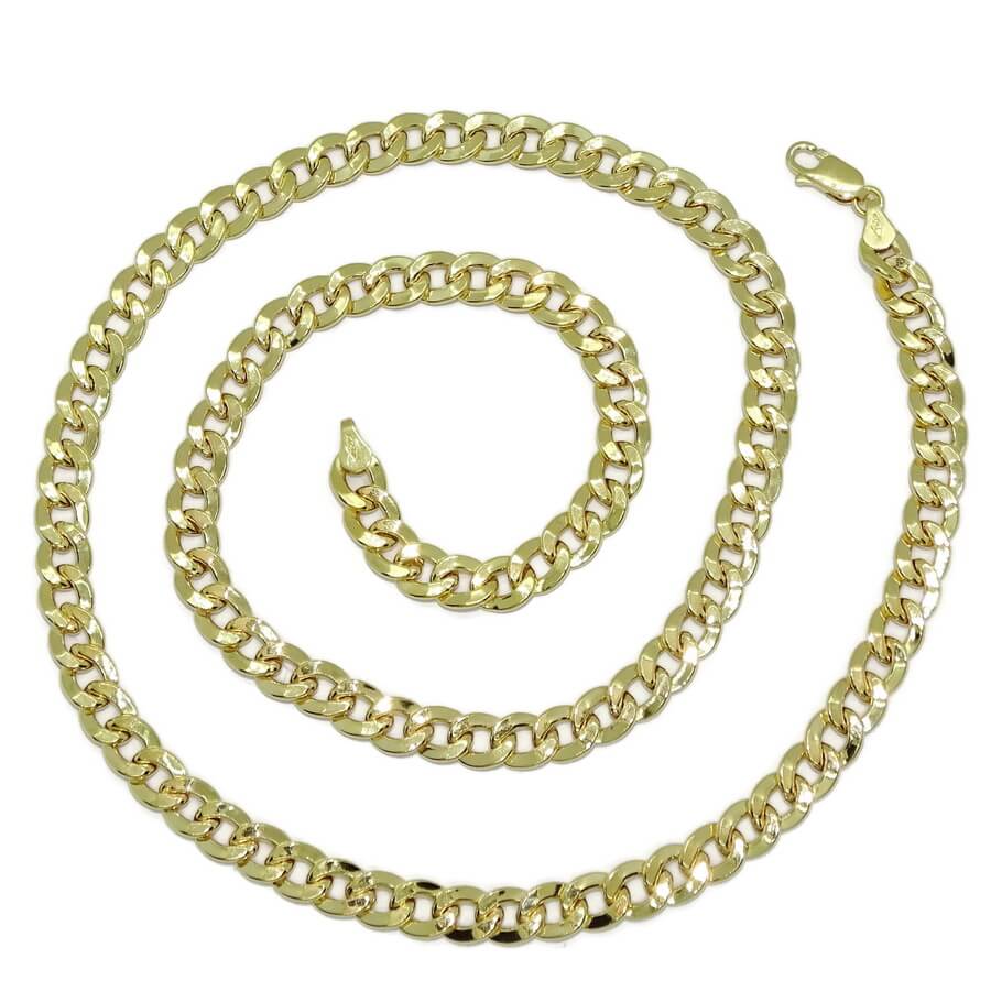 Cadena grande y vistosa para hombre de oro amarillo de 18k tipo barbada hueca de 7.00mm de ancha y 60cm de larga - Imagen 8