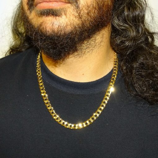 Cadena muy grande para hombre de oro amarillo de 18k tipo barbada hueca de 9.00mm de ancha y 60cm de larga. Peso; 27.10 gr de oro de 18k - Imagen 2