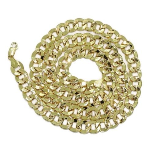 Cadena muy grande para hombre de oro amarillo de 18k tipo barbada hueca de 9.00mm de ancha y 60cm de larga. Peso; 27.10 gr de oro de 18k