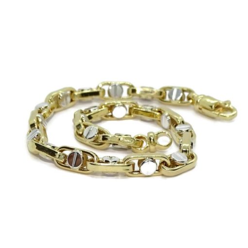 Pulsera para hombre de oro amarillo y oro blanco de 18k con cadena forzada y detalle de tornillo - Imagen 7