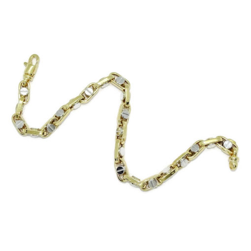 Pulsera para hombre de oro amarillo y oro blanco de 18k con cadena forzada y detalle de tornillo - Imagen 4