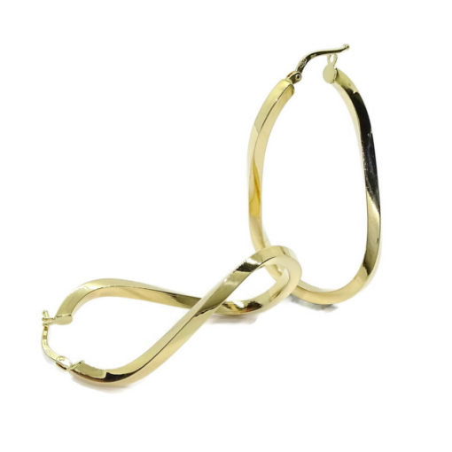 Originales pendientes tipo aros de oro amarillo de 18k de tubo cuadrado, medianos - Imagen 6