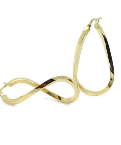 Originales pendientes tipo aros de oro amarillo de 18k de tubo cuadrado, medianos