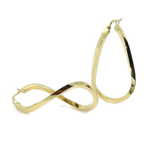 Originales pendientes tipo aros de oro amarillo de 18k de tubo cuadrado, medianos
