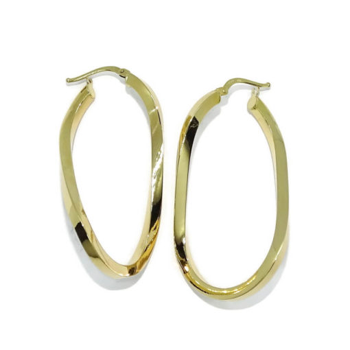 Originales pendientes tipo aros de oro amarillo de 18k de tubo cuadrado, medianos - Imagen 9