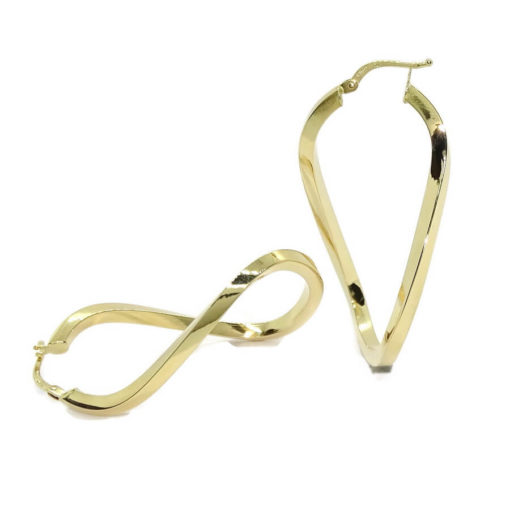 Originales pendientes tipo aros de oro amarillo de 18k de tubo cuadrado, medianos - Imagen 5