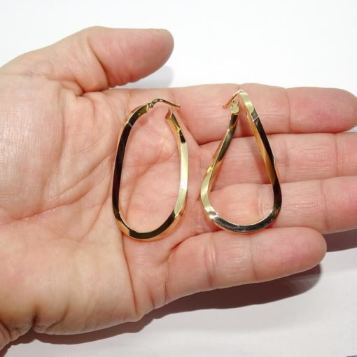 Originales pendientes tipo aros de oro amarillo de 18k de tubo cuadrado, medianos - Imagen 3