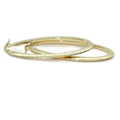 Originales pendientes tipo aros de oro amarillo de 18k de tubo plano, medianos. - Imagen 7