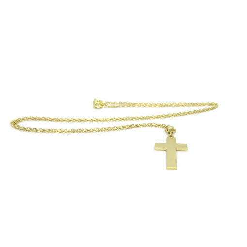 Cruz de oro amarillo de 18k de estilo bizantina especial comunión y mujer con cadena forzada de 50.00 cm. - Imagen 6
