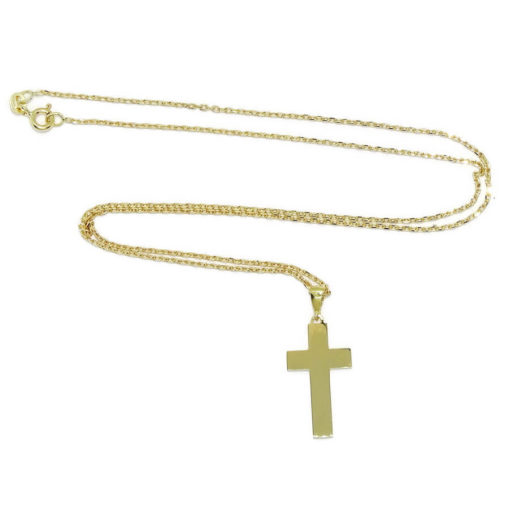 Cruz de oro amarillo de 18k de estilo bizantina especial comunión y mujer con cadena forzada de 50.00 cm. - Imagen 5