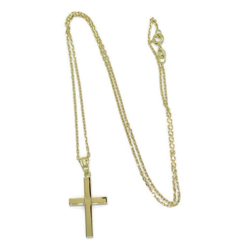 Cruz de oro amarillo de 18k de tubo cuadrado especial comuniónCruz de oro amarillo de 18k de tubo cuadrado especial comunión y mujer con cadena forzada - Imagen 6