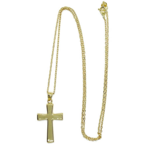 Cruz de oro amarillo de 18k de estilo bizantina especial comunión y mujer con cadena forzada de 50.00 cm. - Imagen 4