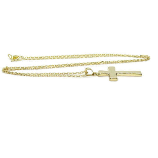 Cruz de oro amarillo de 18k de estilo bizantina especial comunión y mujer con cadena forzada de 50.00 cm. - Imagen 6