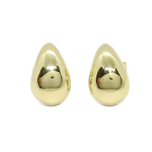 Pendientes de moda para mujer de oro amarillo de 18k brillo con forma de gota. Cierre presión . Peso; 1.75 gr de oro de 18k. - Imagen 4