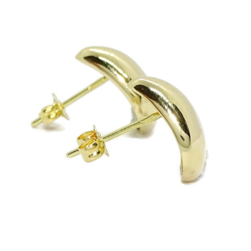 Pendientes de moda para mujer de oro amarillo de 18k brillo con forma de gota. Cierre presión . Peso; 1.75 gr de oro de 18k. - Imagen 5
