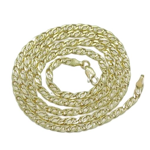 Cadena de oro de 18k para hombre muy vistosa de 3.50 de ancha y 60.00cm de larga. Cierre mosquetón. Peso: 8.70 gr de oro de 18k