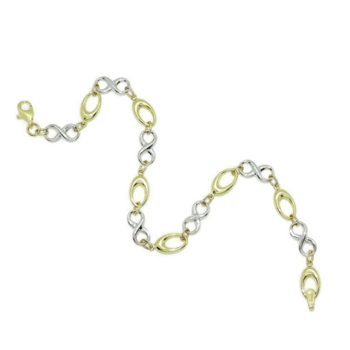 Pulsera de oro amarillo y oro blanco para mujer con infinitos y eslabones ovalados. Todo oro 18k - Imagen 6