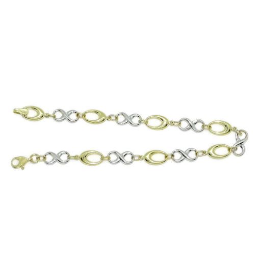 Pulsera de oro amarillo y oro blanco para mujer con infinitos y eslabones ovalados. Todo oro 18k - Imagen 5