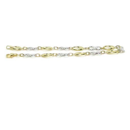 Pulsera de oro amarillo y oro blanco para mujer con infinitos y eslabones ovalados. Todo oro 18k - Imagen 4