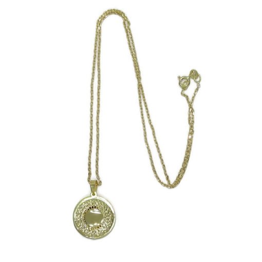 Medalla redonda calada de oro de 18k con la Virgen Niña de 18 mm calada y cadena forzada de 45cm todo oro 18k especial comunión y mujer. - Imagen 4