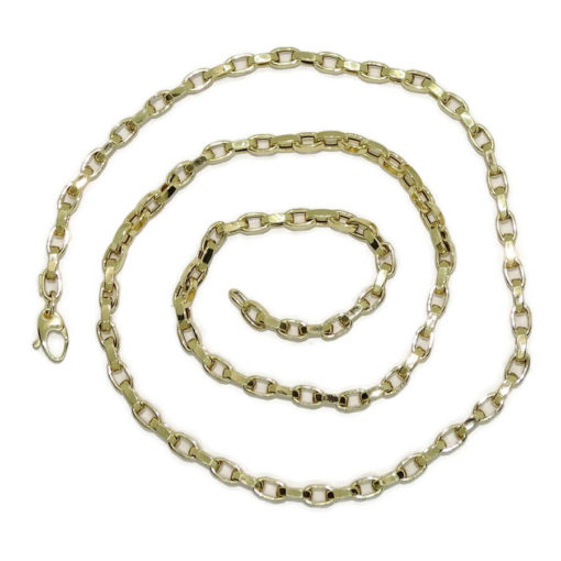 Cadena para Hombre de de Oro Amarillo de 18k modelo rolo cuadrada hueca de 60.00 cm de Larga, 5mm de Ancha.