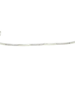 Pulsera de oro blanco de 18k para mujer de eslabones rígidos con 45 circonitas. Tamaño, 18.00 cm larga. - Imagen 7