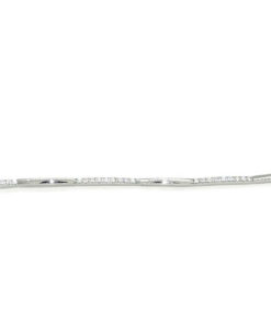 Pulsera de oro blanco de 18k para mujer de eslabones rígidos con 45 circonitas. Tamaño, 18.00 cm larga. - Imagen 6