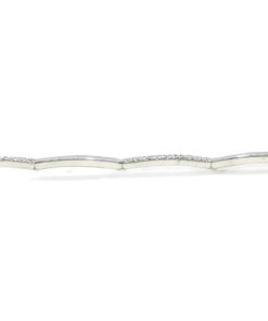 Pulsera de oro blanco de 18k para mujer de eslabones rígidos con 45 circonitas. Tamaño, 18.00 cm larga. - Imagen 5