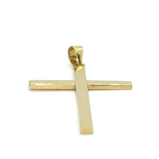 Cruz de oro amarillo de 18k de tubo cuadrado, grande, fuerte, elegante y resistente. - Imagen 3